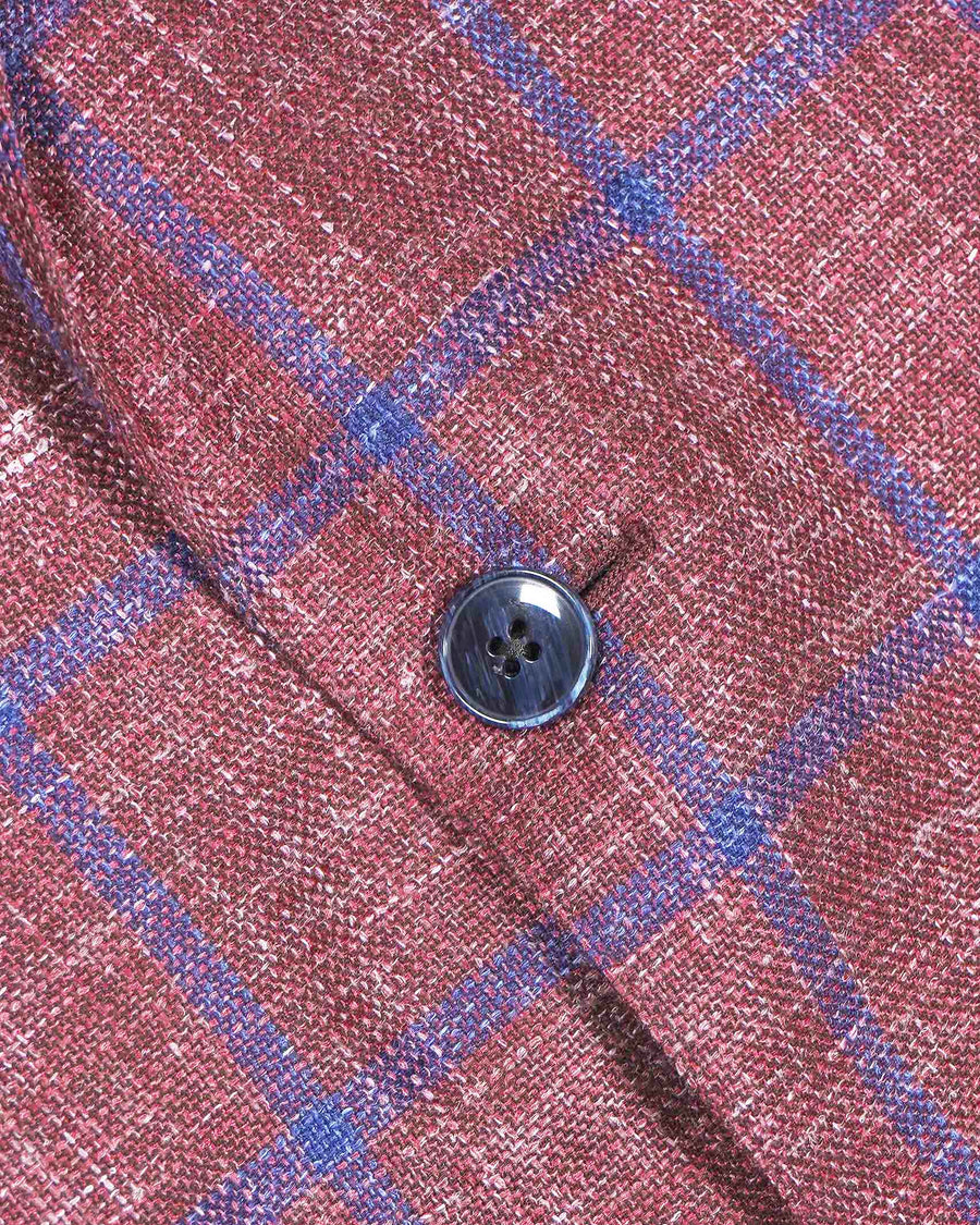 Luigi Bianchi Checkered Wool-Silk-Linen Sports Jacket - Wine