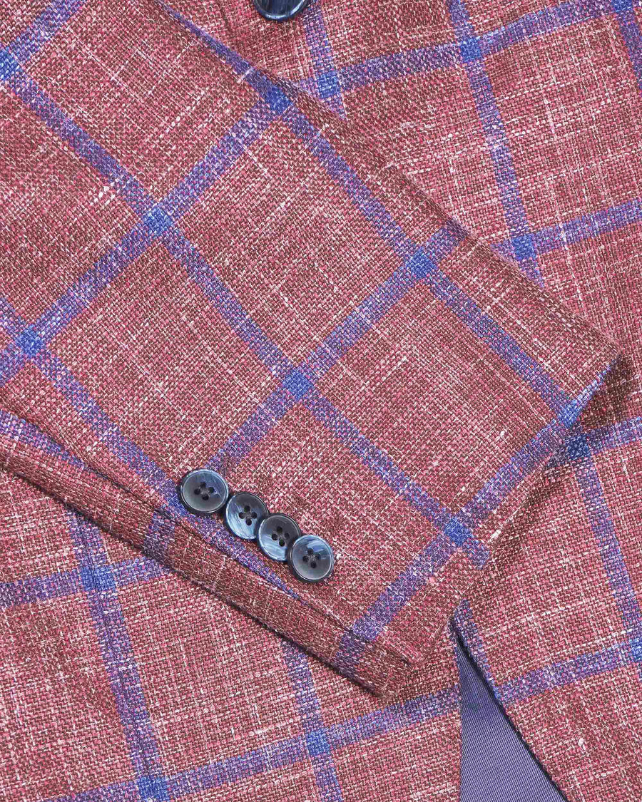 Luigi Bianchi Checkered Wool-Silk-Linen Sports Jacket - Wine