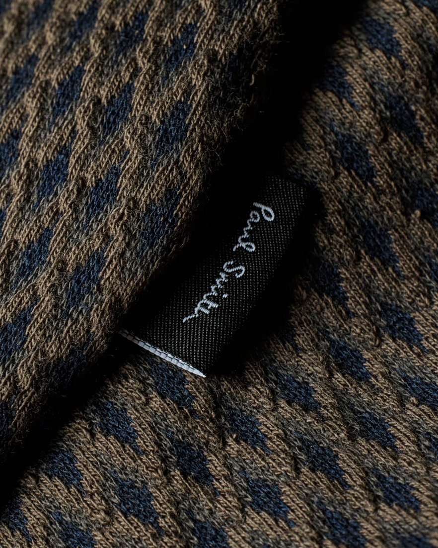 Paul Smith Reg Fit Half Zip Sweatshirt - Brown / Navy