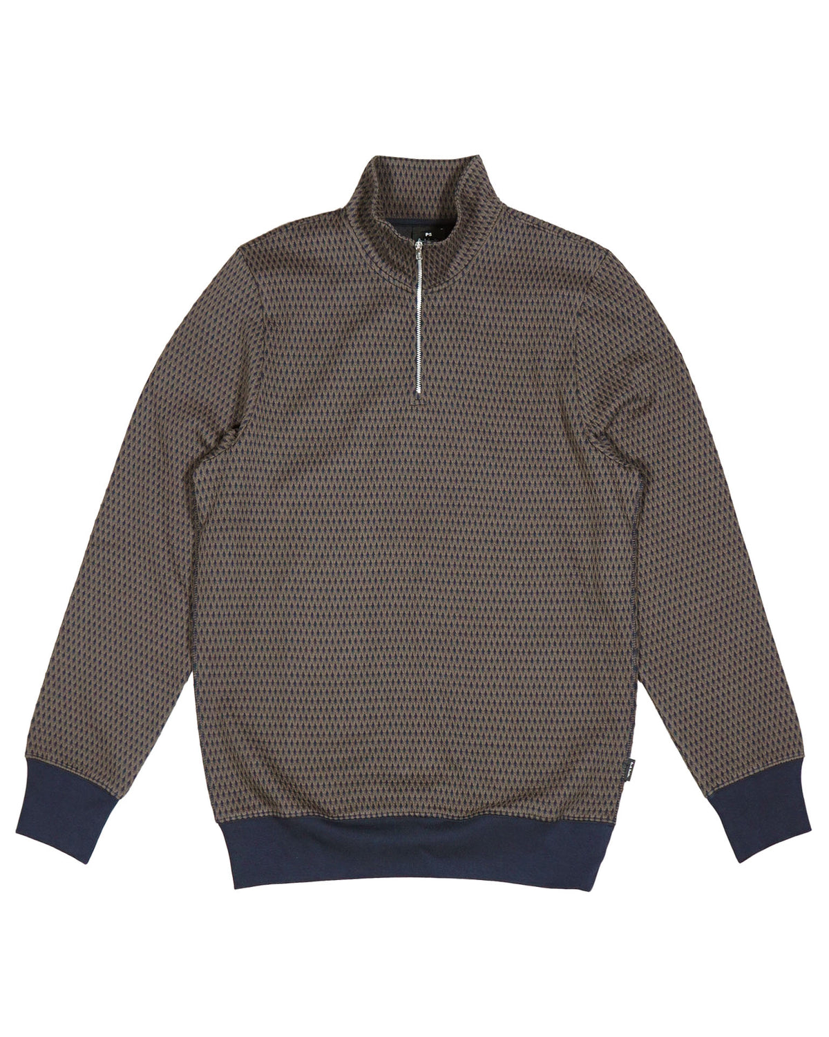 Paul Smith Reg Fit Half Zip Sweatshirt - Brown / Navy