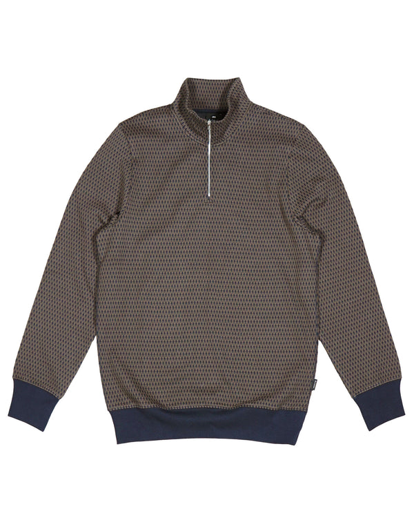 Paul Smith Reg Fit Half Zip Sweatshirt - Brown / Navy