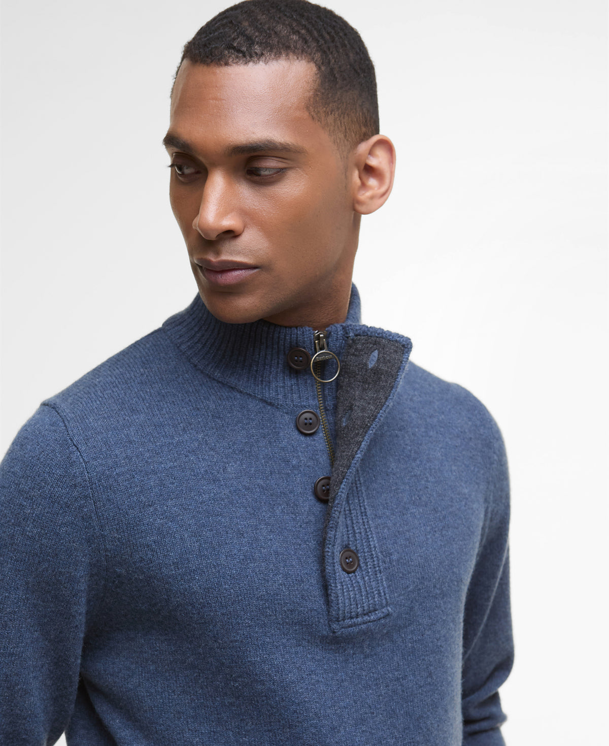 Barbour Essential Patch Half Zip Knitted Jumper - INDIGO