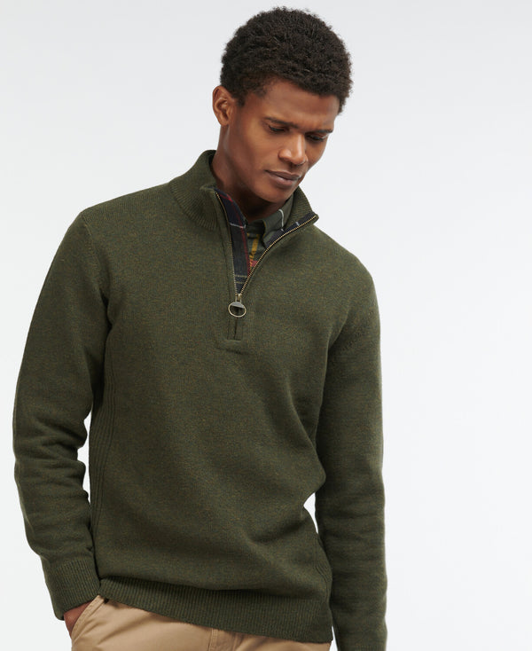 Barbour Holden Half Zip Jumper - Olive Green