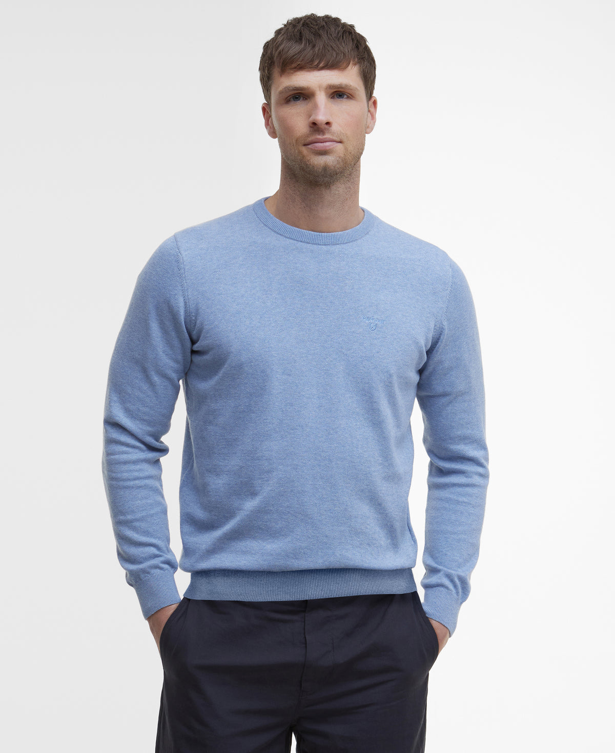 Barbour Pima Cotton Crew Neck Sweater - Dark Chambray