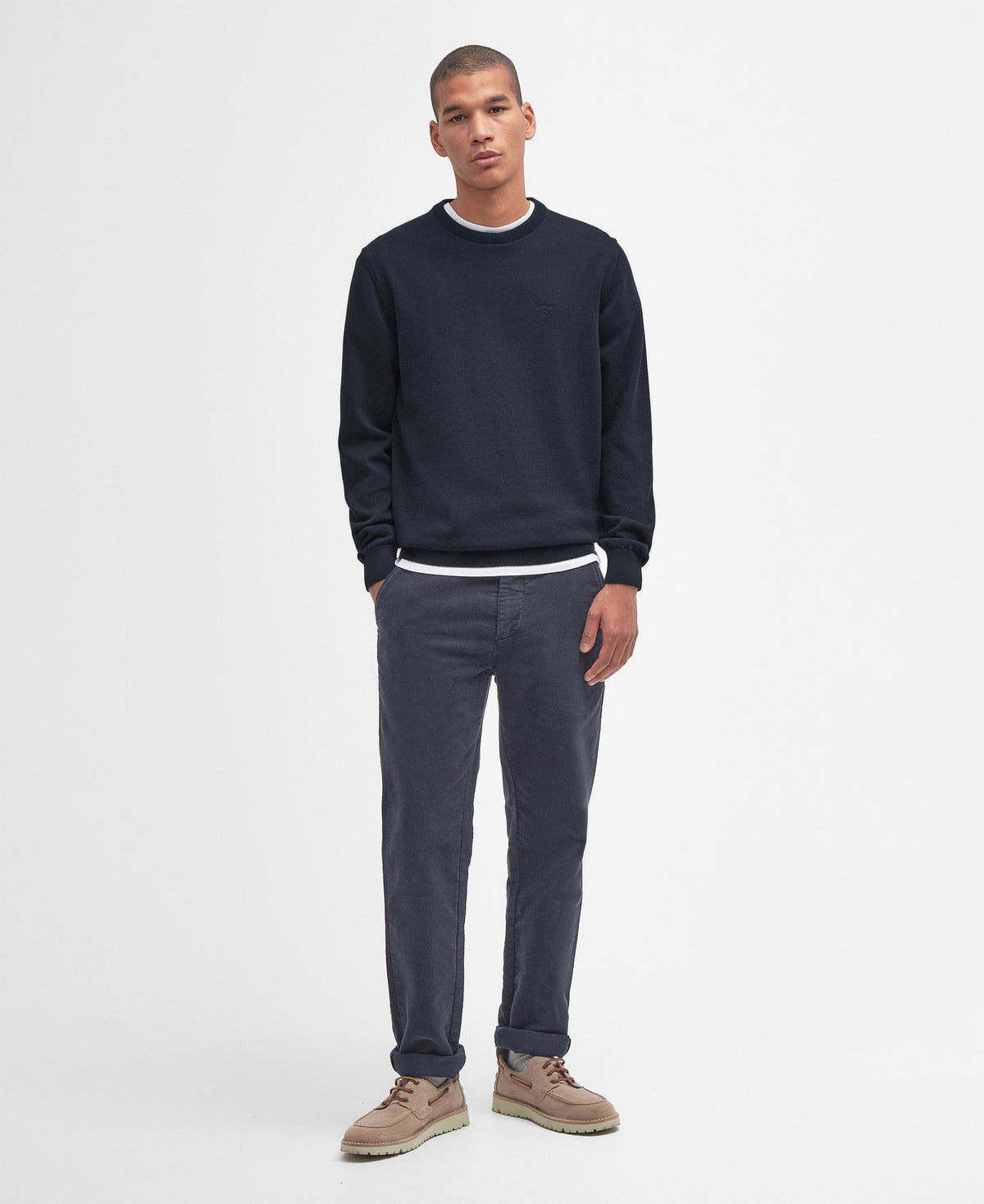 Barbour Pima Cotton Crew Neck Sweater - Navy
