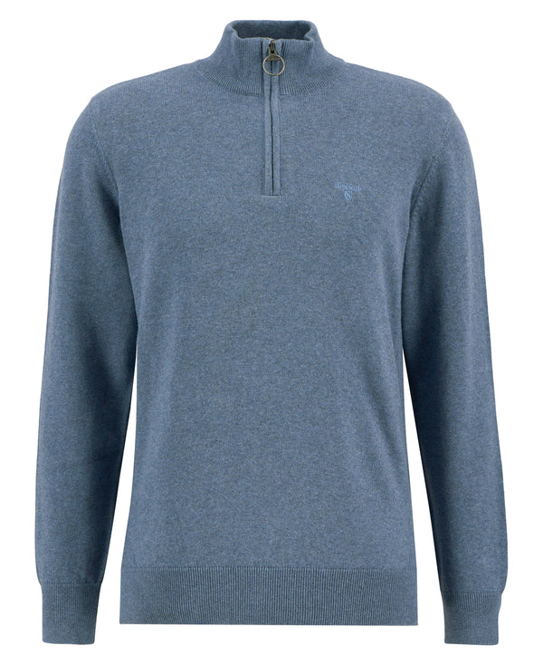 Barbour Cotton Half Zip Knitted Jumper - Dusk Blue