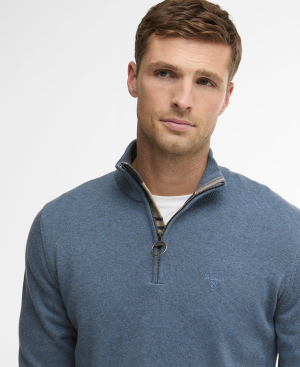 Barbour Cotton Half Zip Knitted Jumper - Dusk Blue