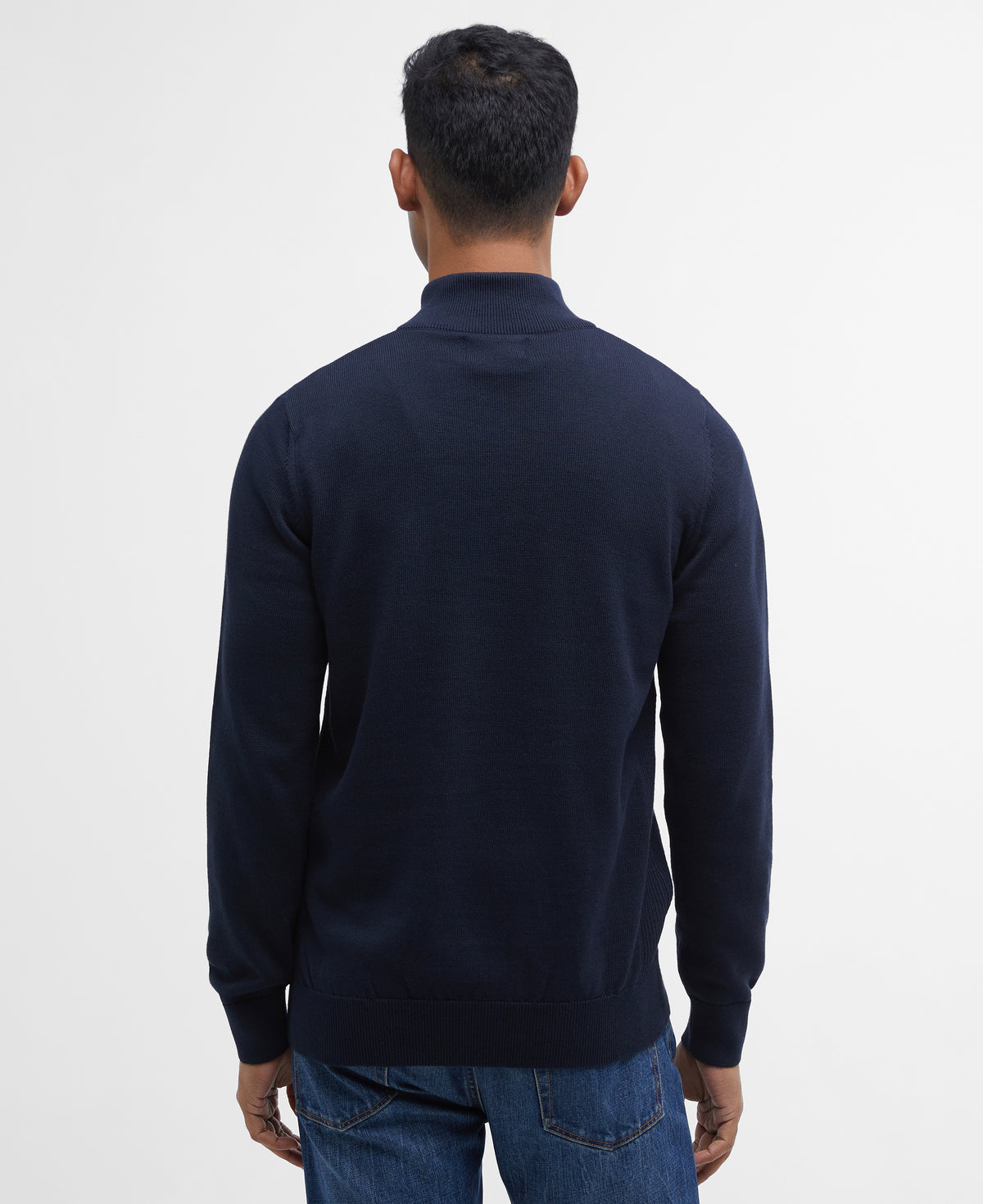 Barbour Cotton Quarter Zip Knit - Navy