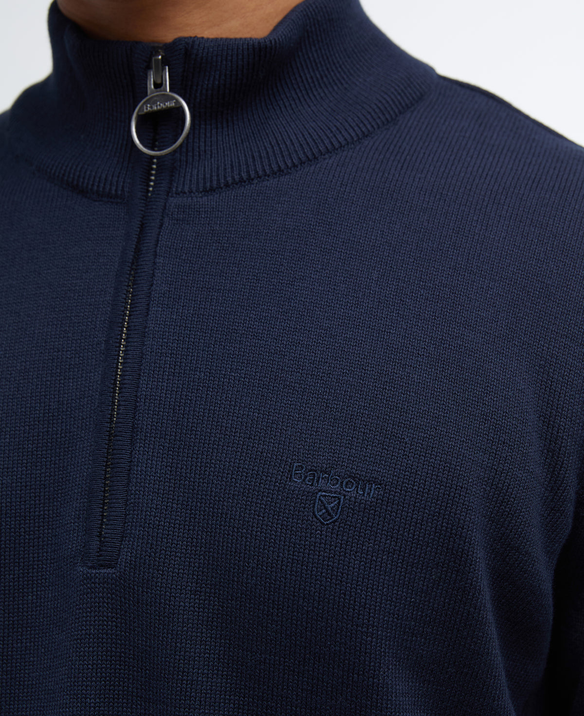 Barbour Cotton Quarter Zip Knit - Navy