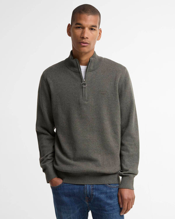 Barbour Cotton Quarter-Zip Jumper - Olive