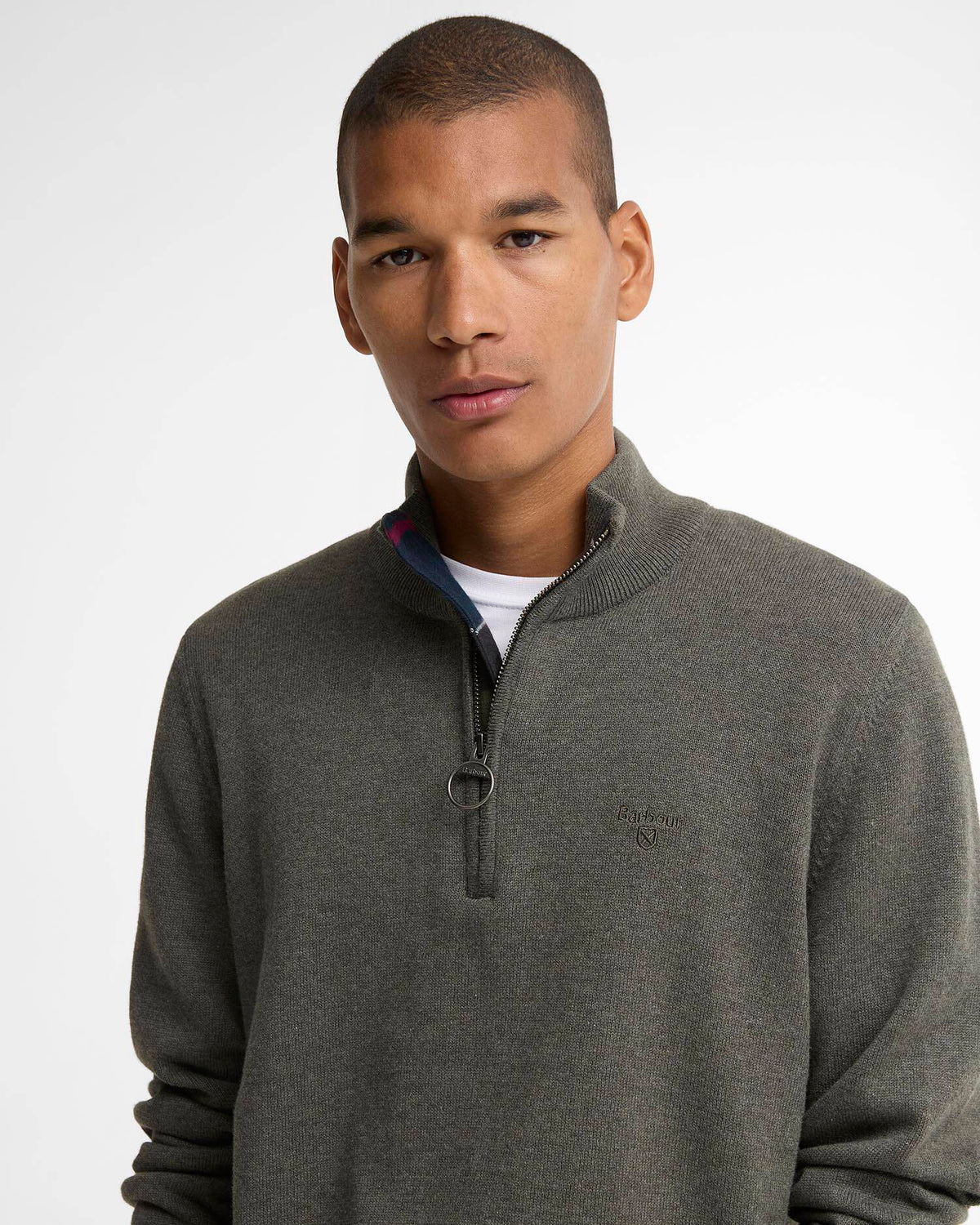 Barbour Cotton Quarter-Zip Jumper - Olive