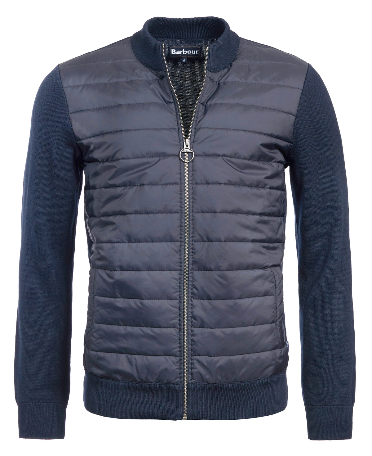 Barbour Essential Carn Baffle Zip Through Knitted Jumper - Navy