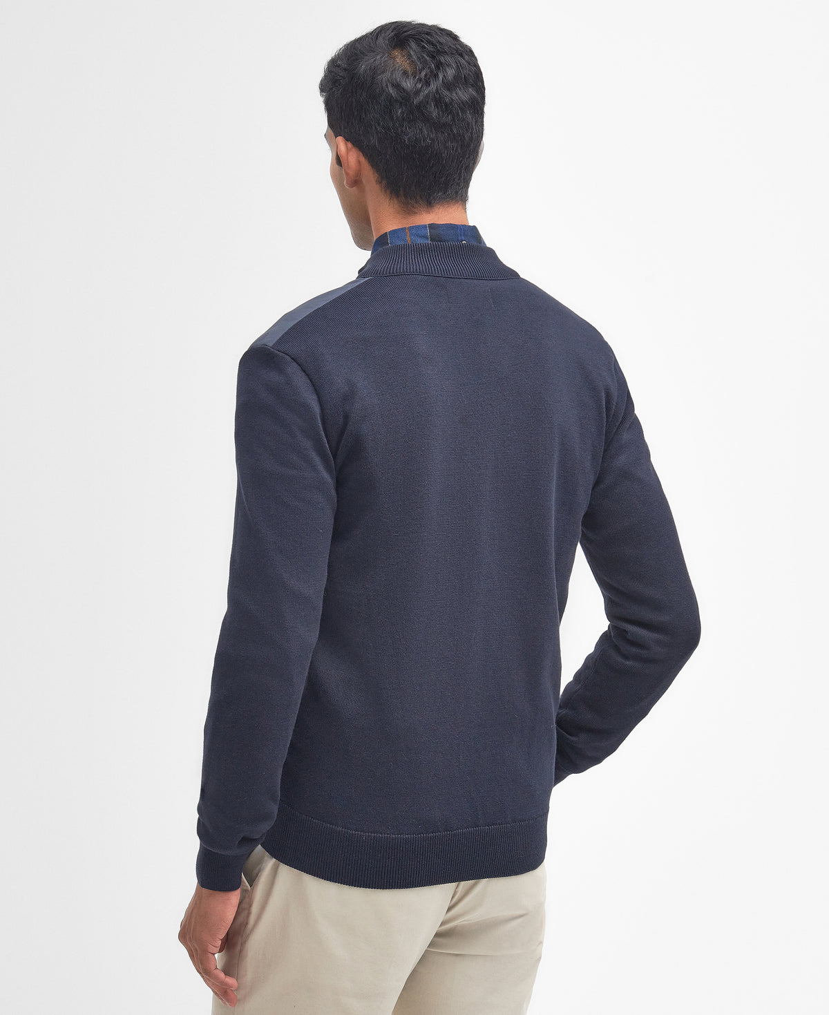 Barbour Essential Carn Baffle Zip Through Knitted Jumper - Navy