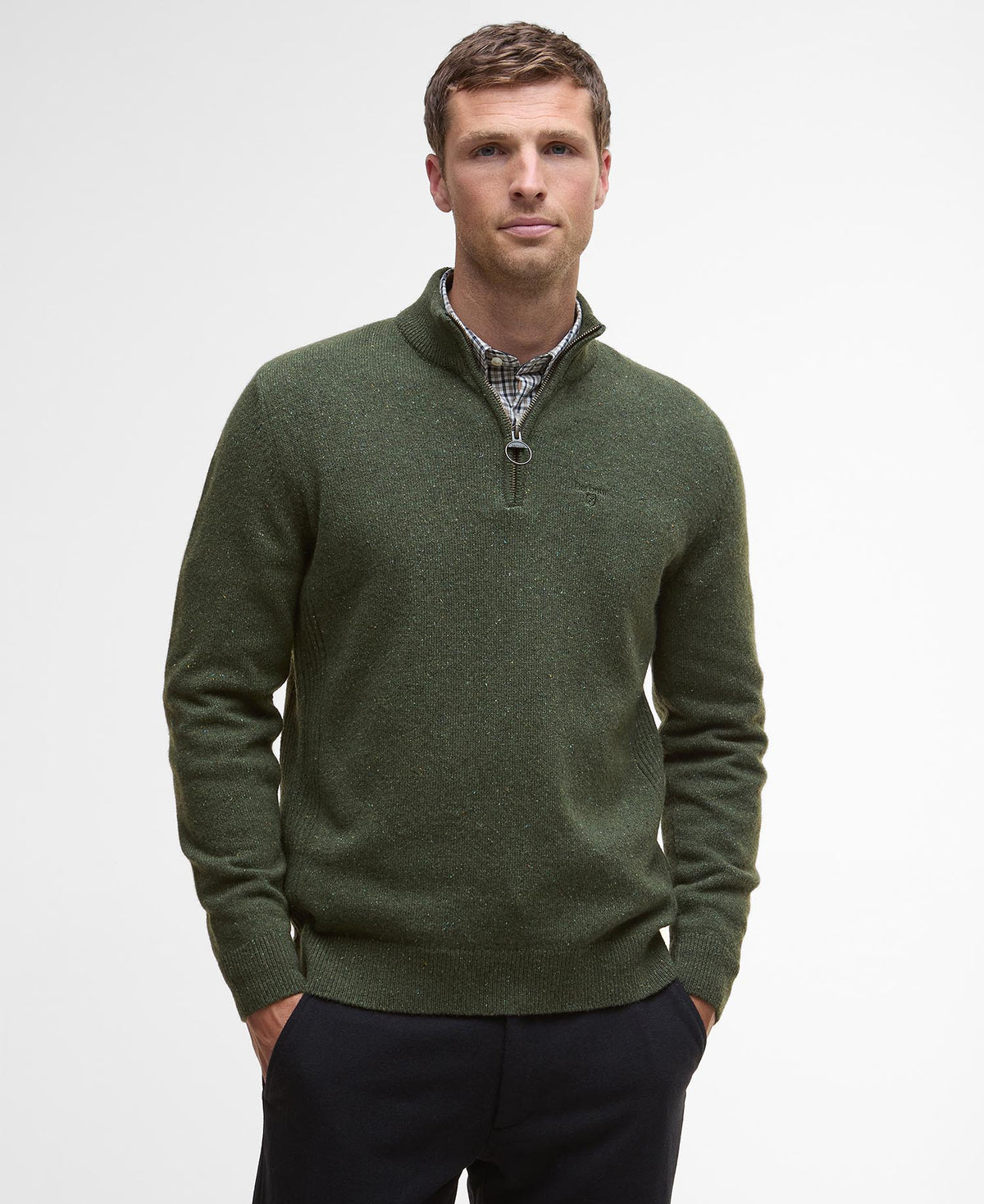 Barbour Essential Tisbury Half Zip Knitted Jumper - Green