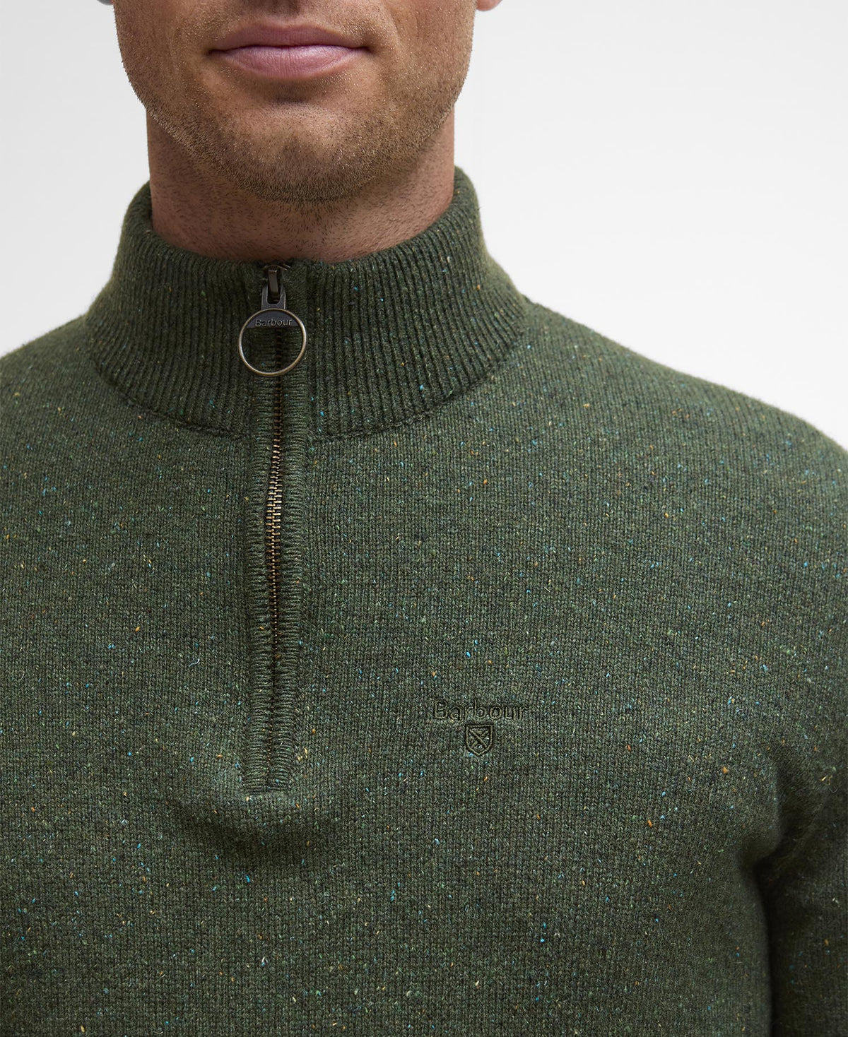 Barbour Essential Tisbury Half Zip Knitted Jumper - Green