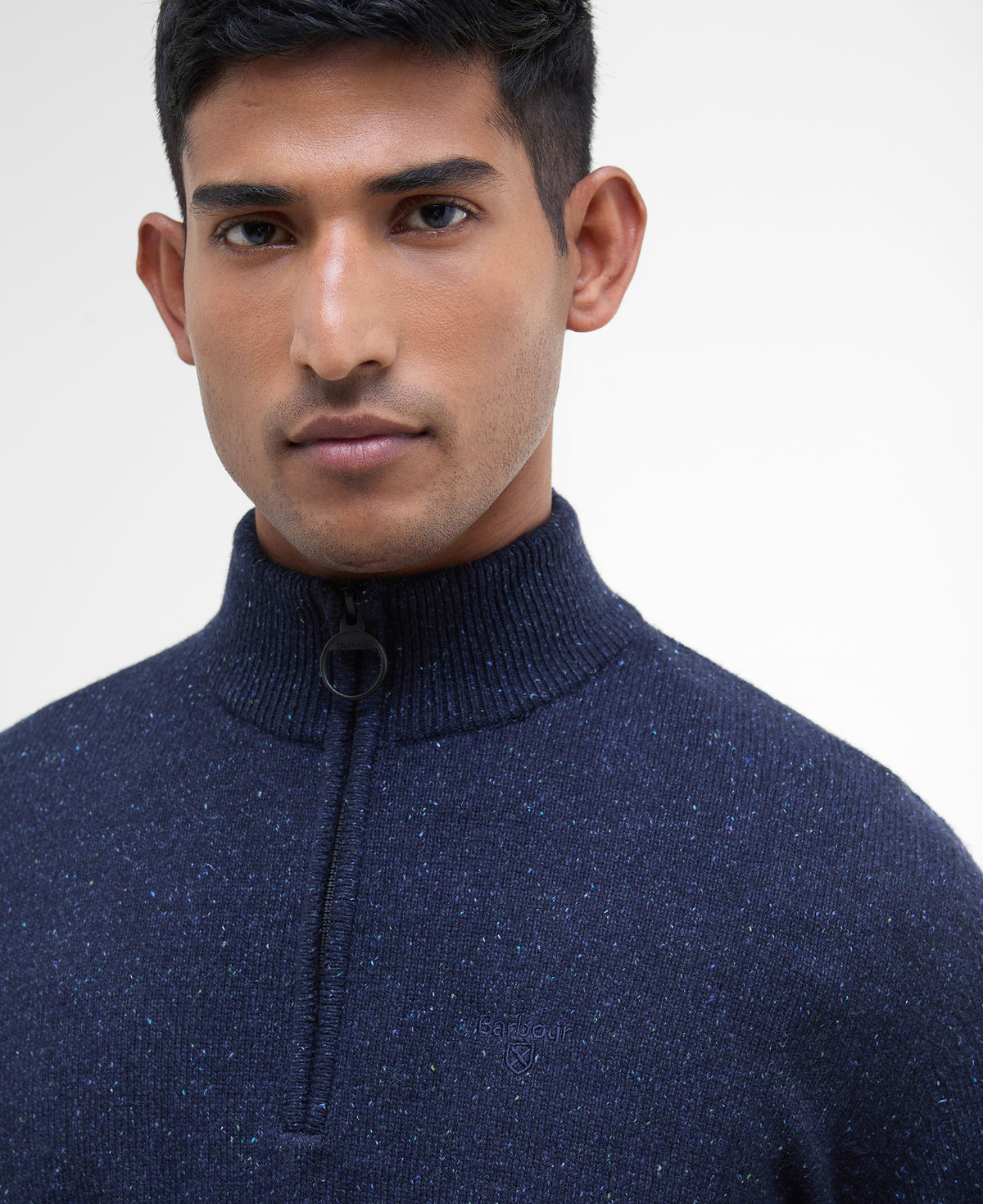 Barbour Essential Tisbury Half Zip Knitted Jumper - Blue