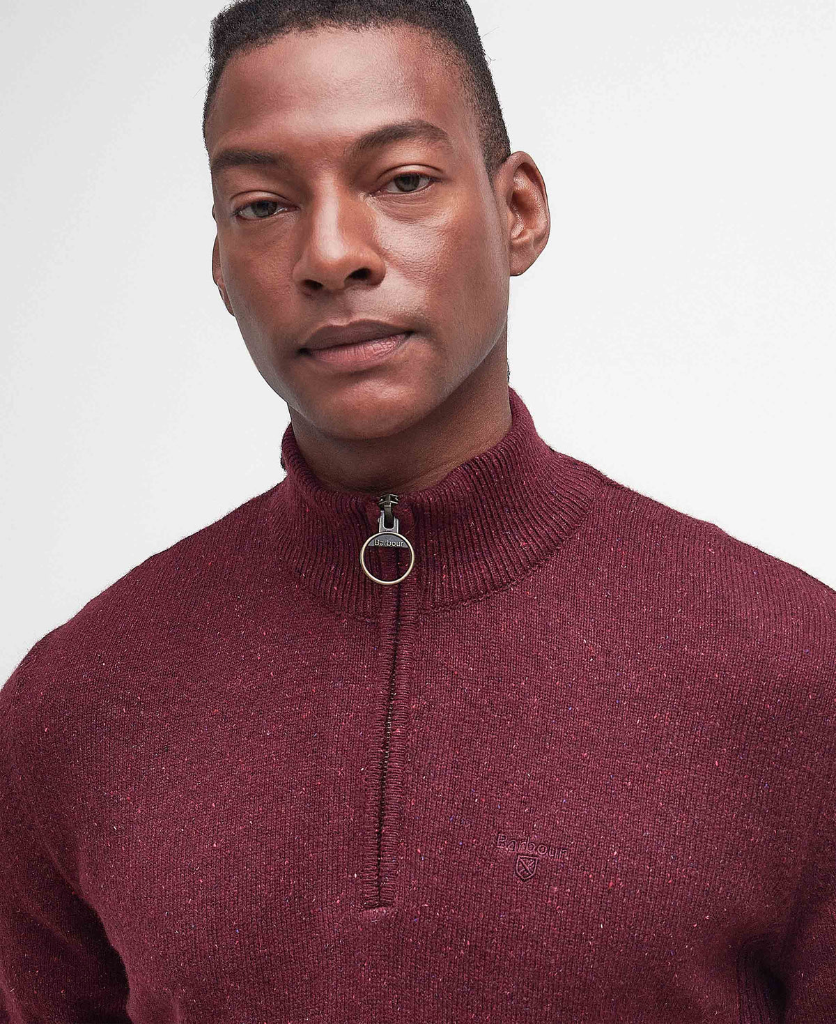 Barbour Essential Tisbury Half Zip Knit - Red