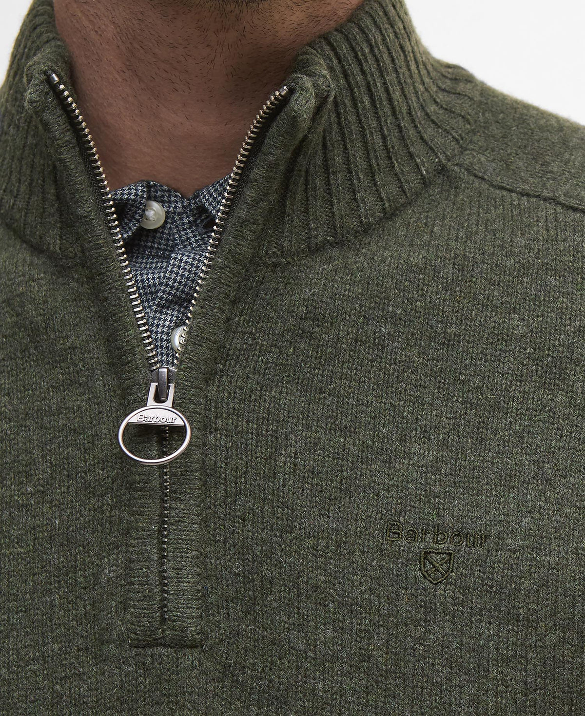 Barbour Grangetown Half Zip Knitted Jumper - Olive