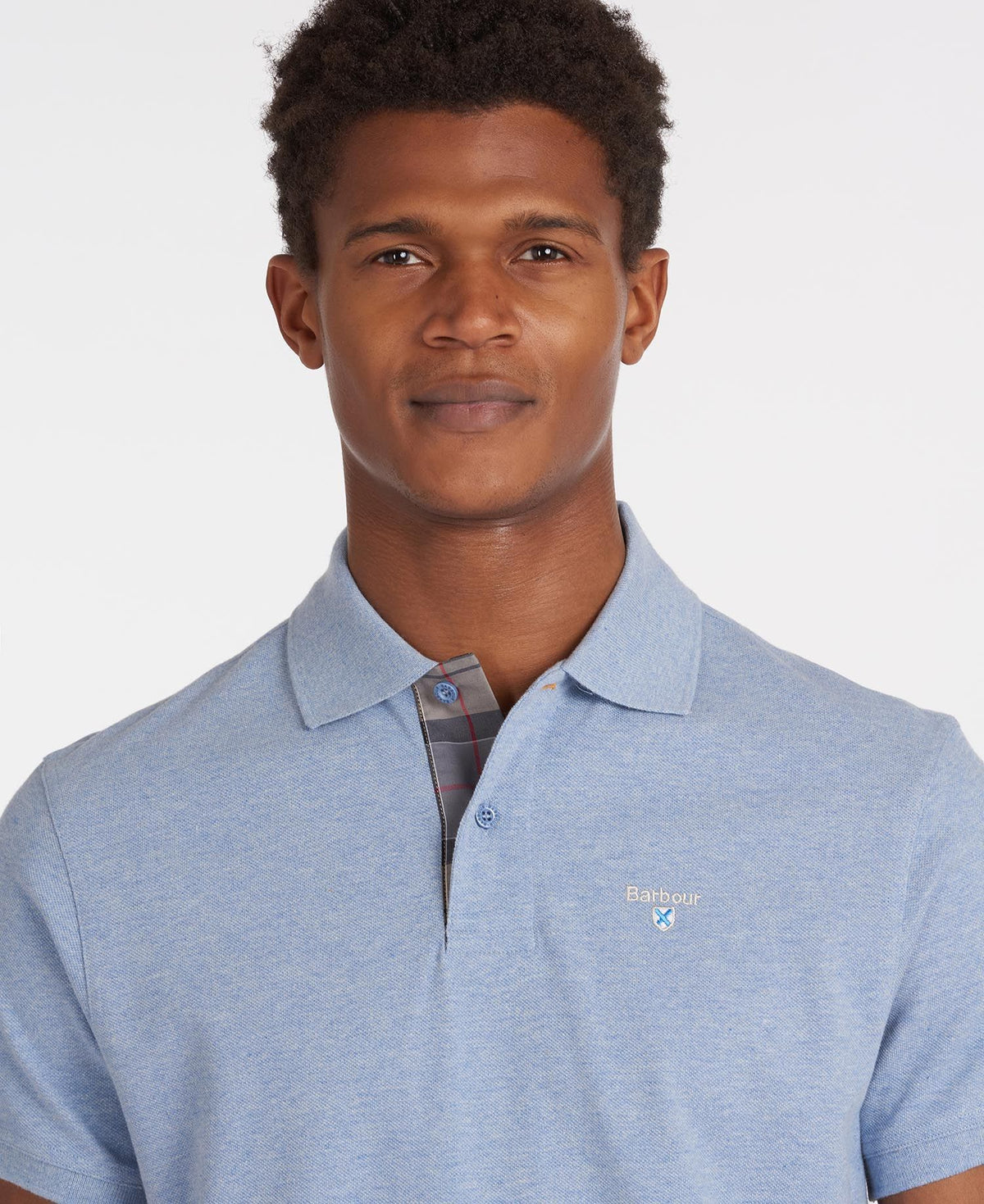 Barbour Tartan Pique Polo Shirt - Blue