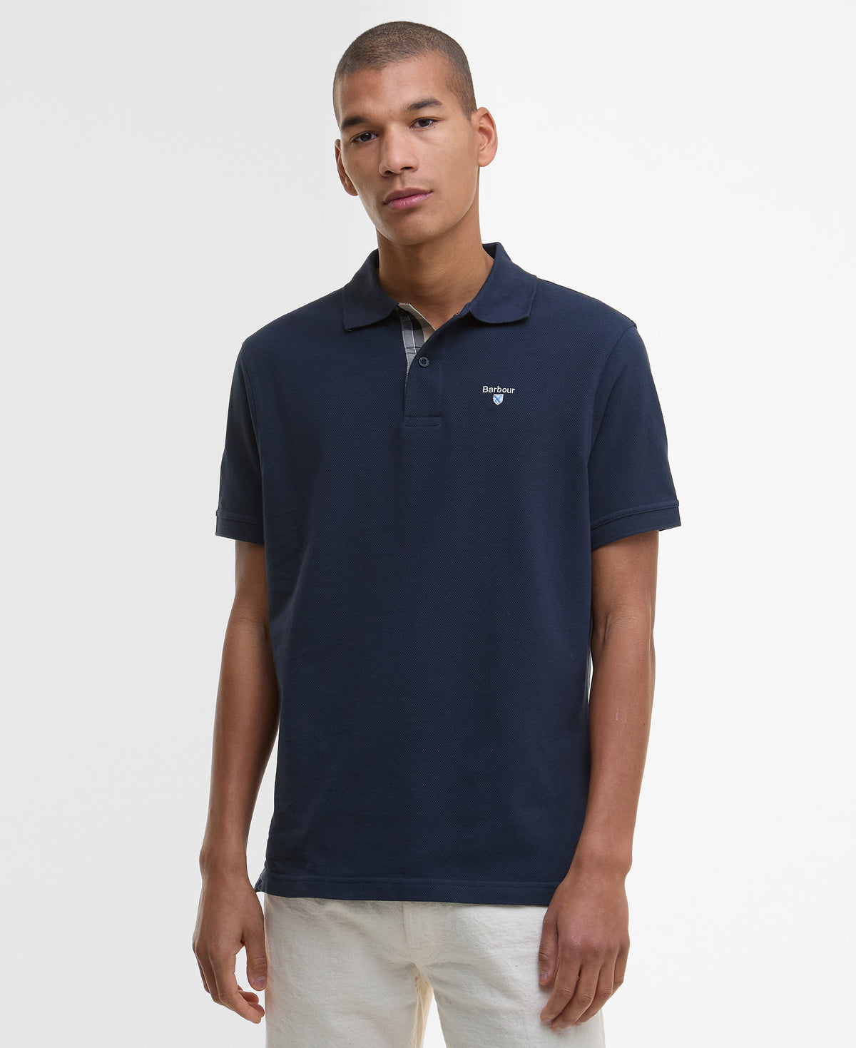 Barbour Tartan Pique Polo Shirt - Navy
