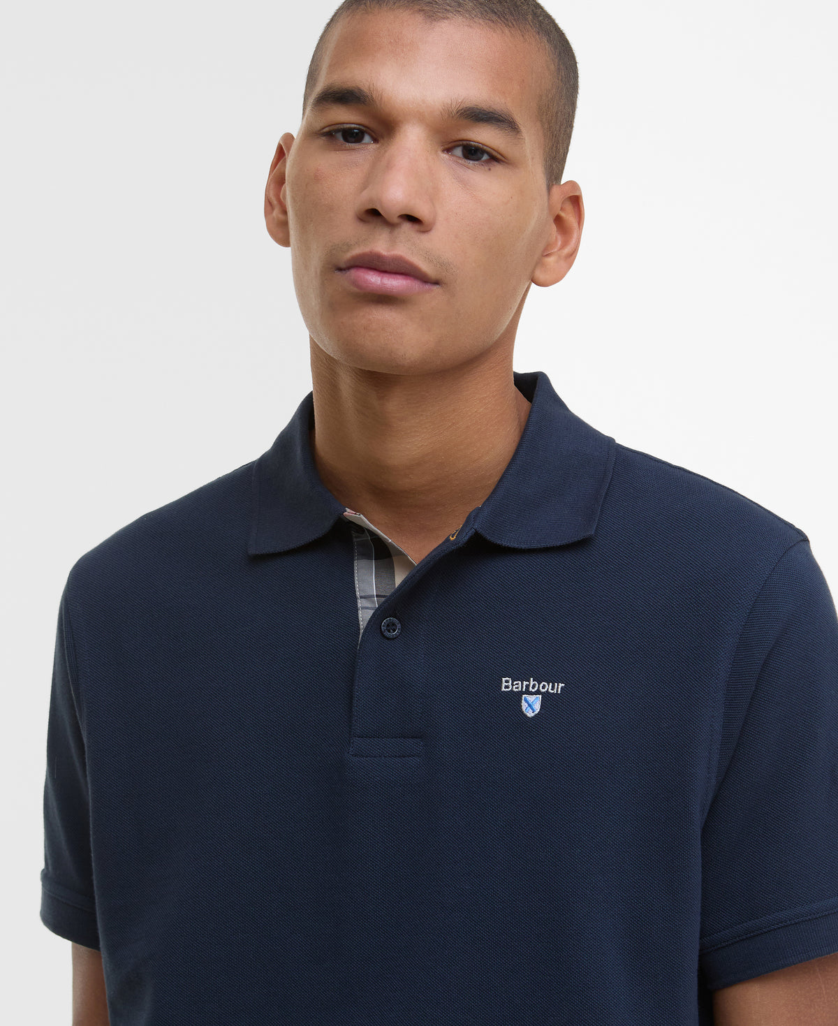 Barbour Tartan Pique Polo Shirt - Navy