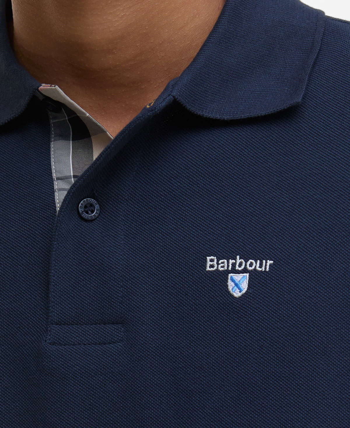 Barbour Tartan Pique Polo Shirt - Navy