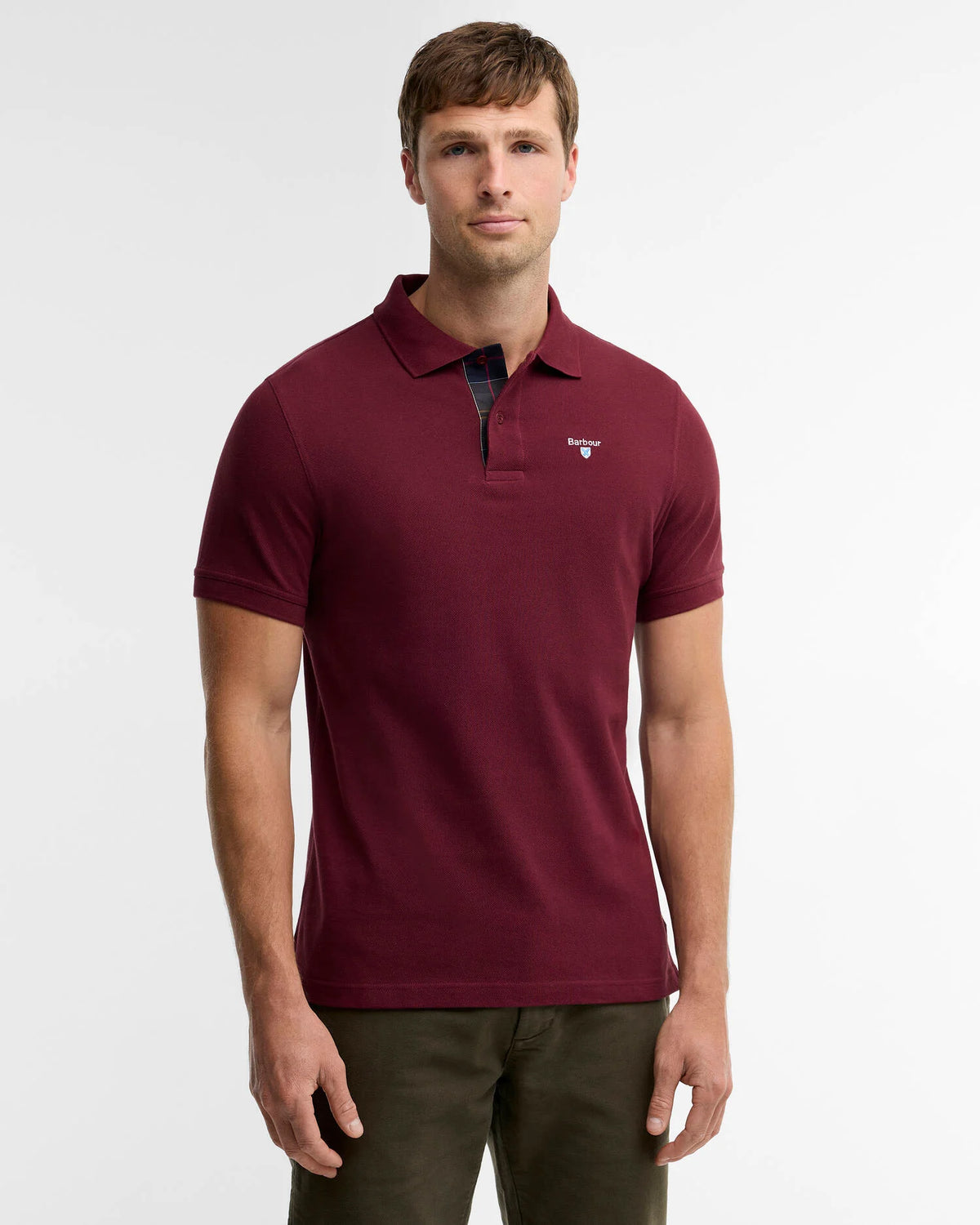 Barbour Tartan Pique Polo Shirt - Ruby Red