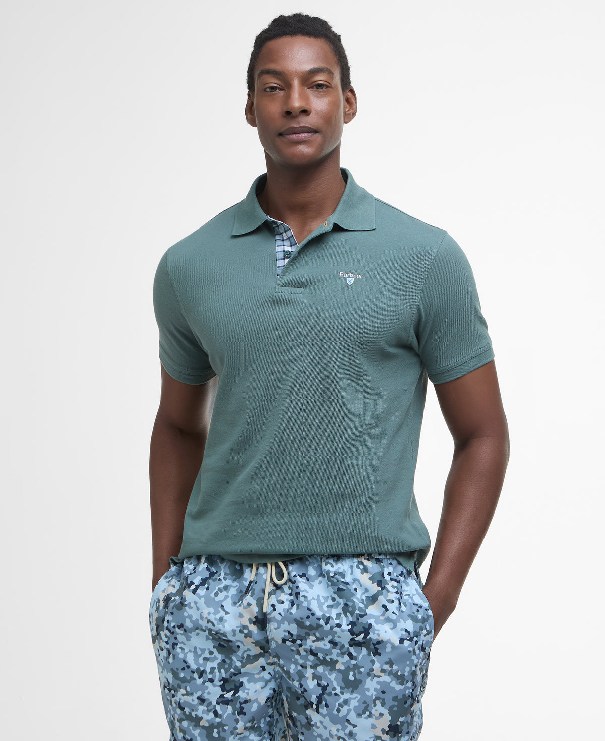 Barbour Tartan Pique Polo Shirt - Vintage Teal