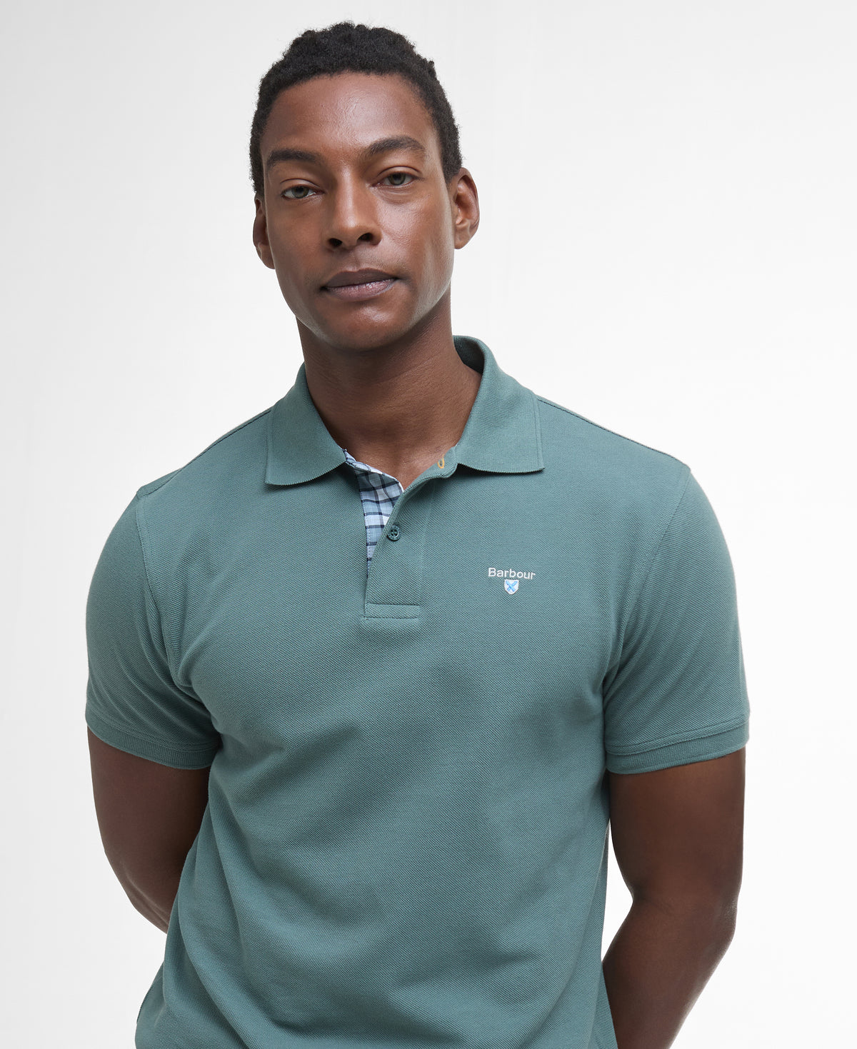 Barbour Tartan Pique Polo Shirt - Vintage Teal