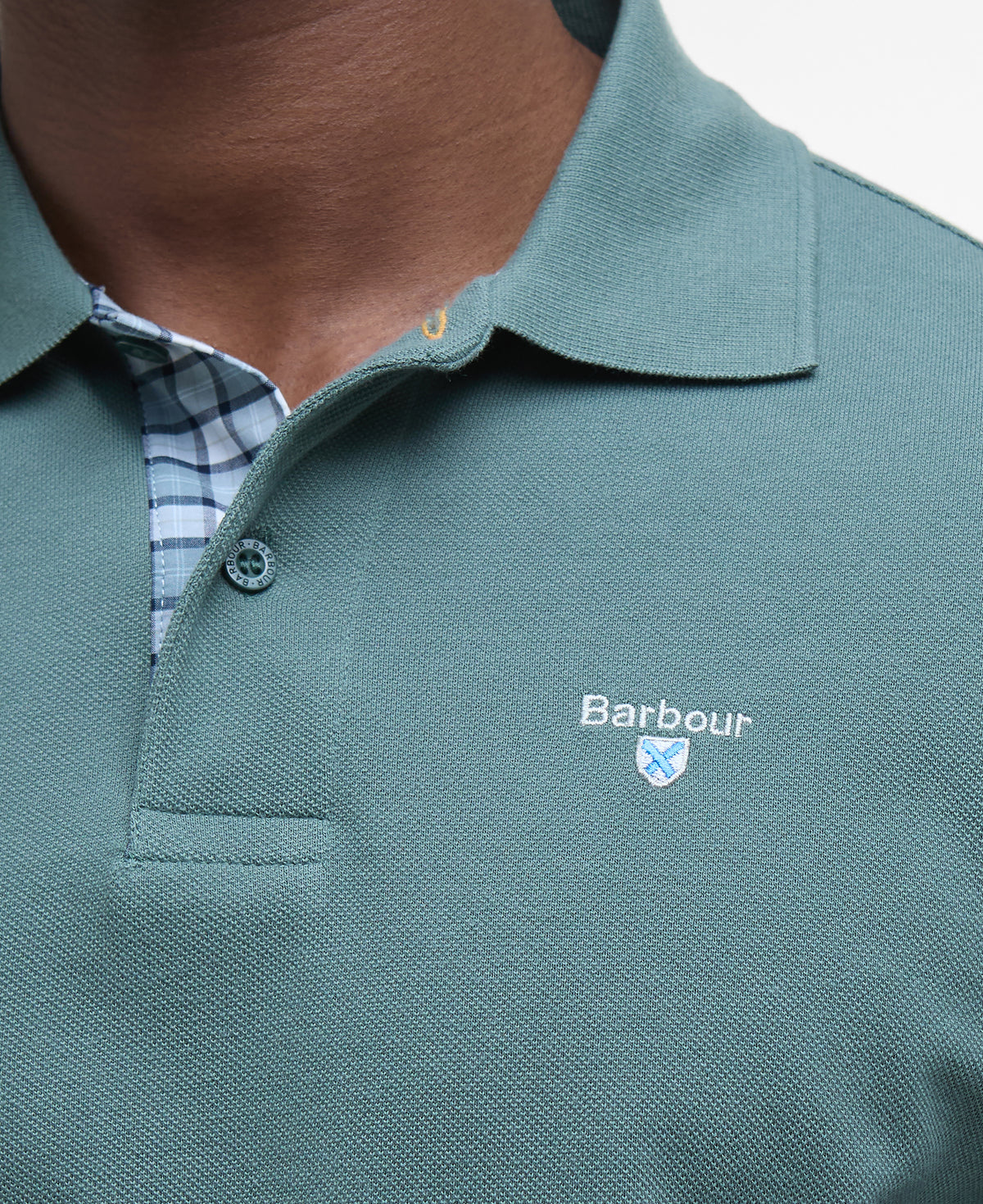 Barbour Tartan Pique Polo Shirt - Vintage Teal