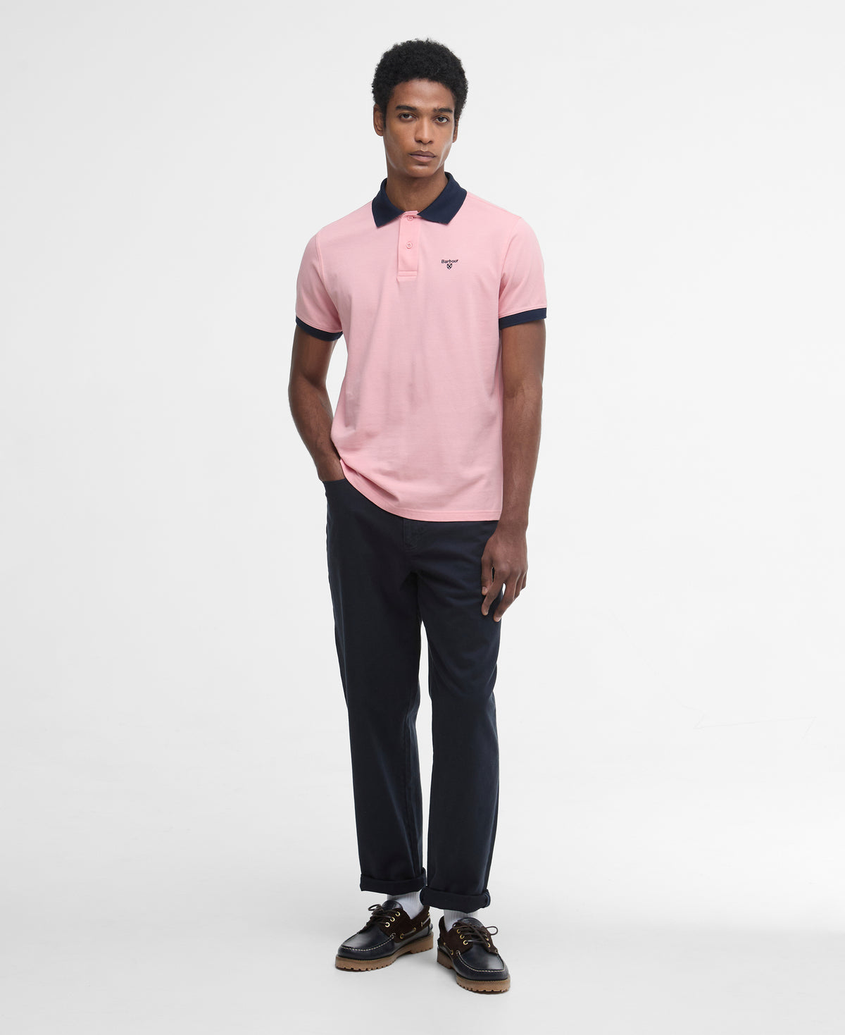 Barbour Lynmouth Tipped Tailored Fit Polo Shirt - Mineral Pink