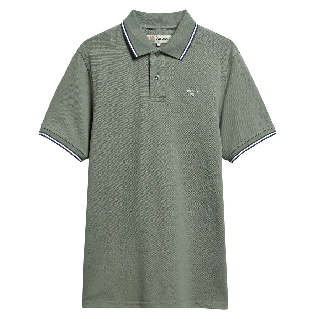 Barbour Fielding Polo with Tipped Collar and Sleeve - Agave Green