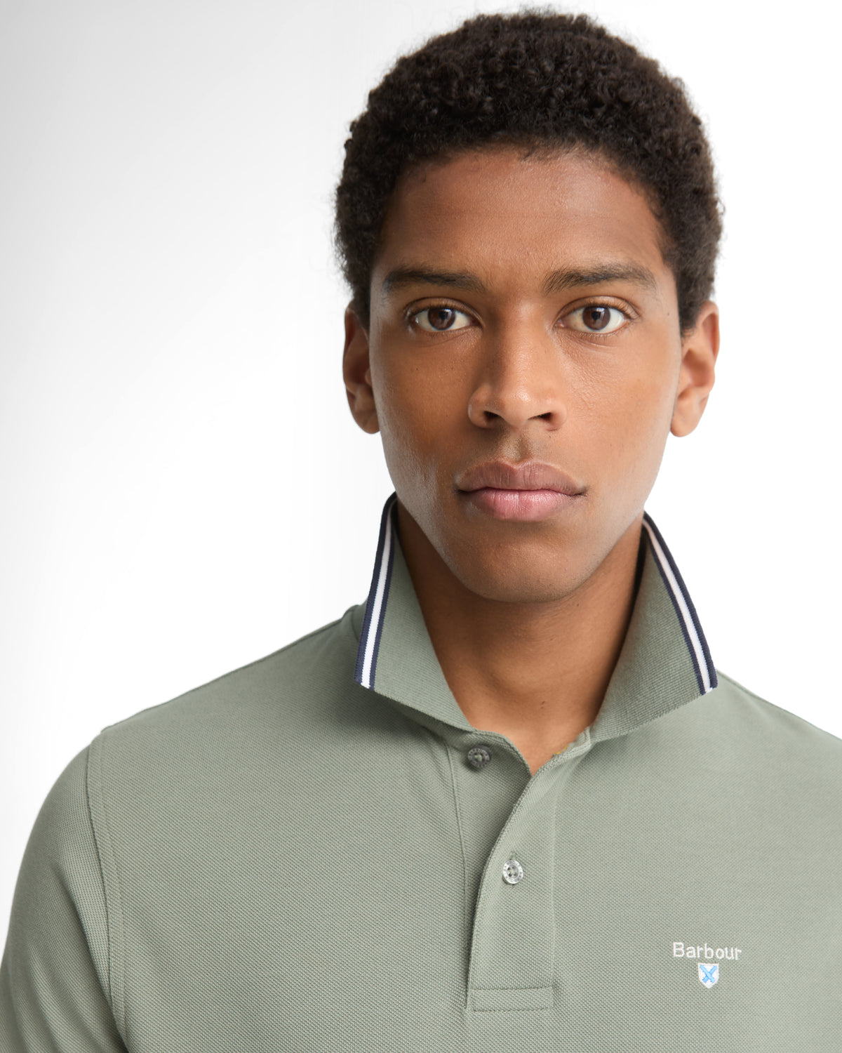 Barbour Fielding Polo with Tipped Collar and Sleeve - Agave Green