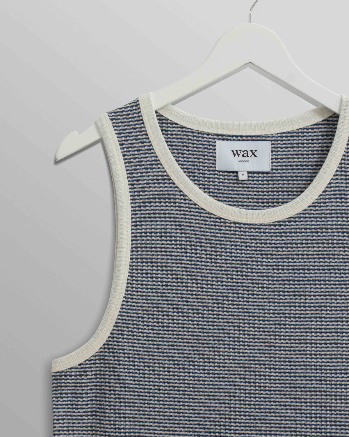 Wax London Montague Striped Ribbed Organic Cotton Vest - Blue / Ecru