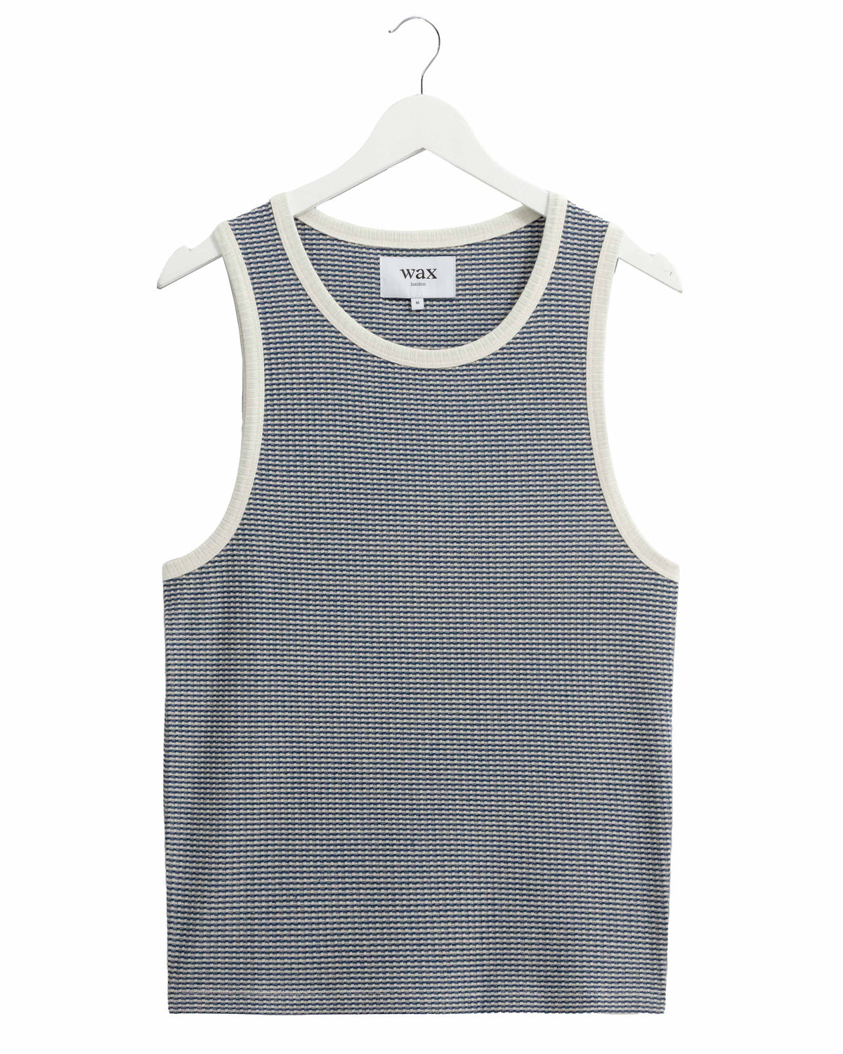 Wax London Montague Striped Ribbed Organic Cotton Vest - Blue / Ecru