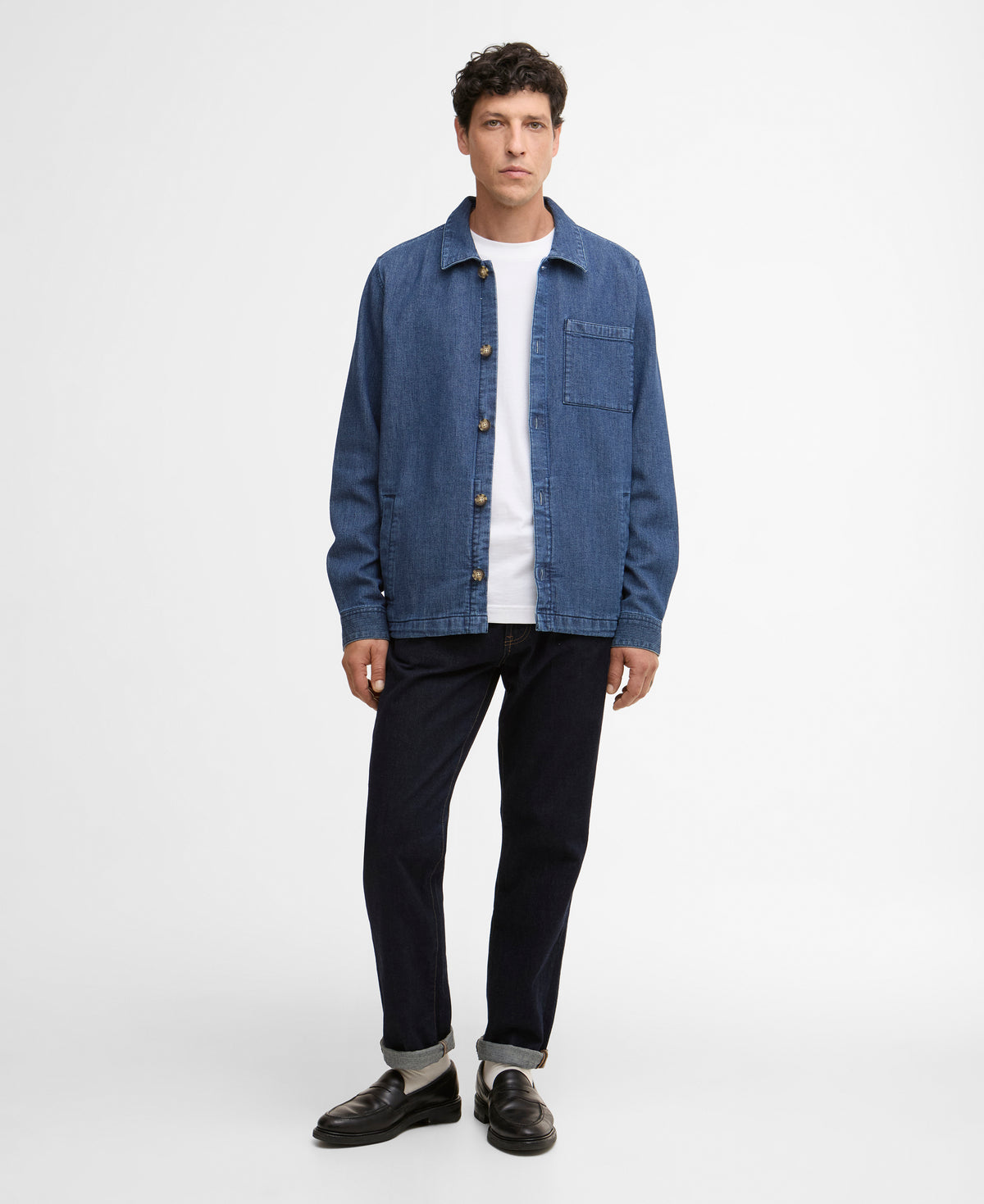 Barbour Aickmen Textured Denim Overshirt - Indigo