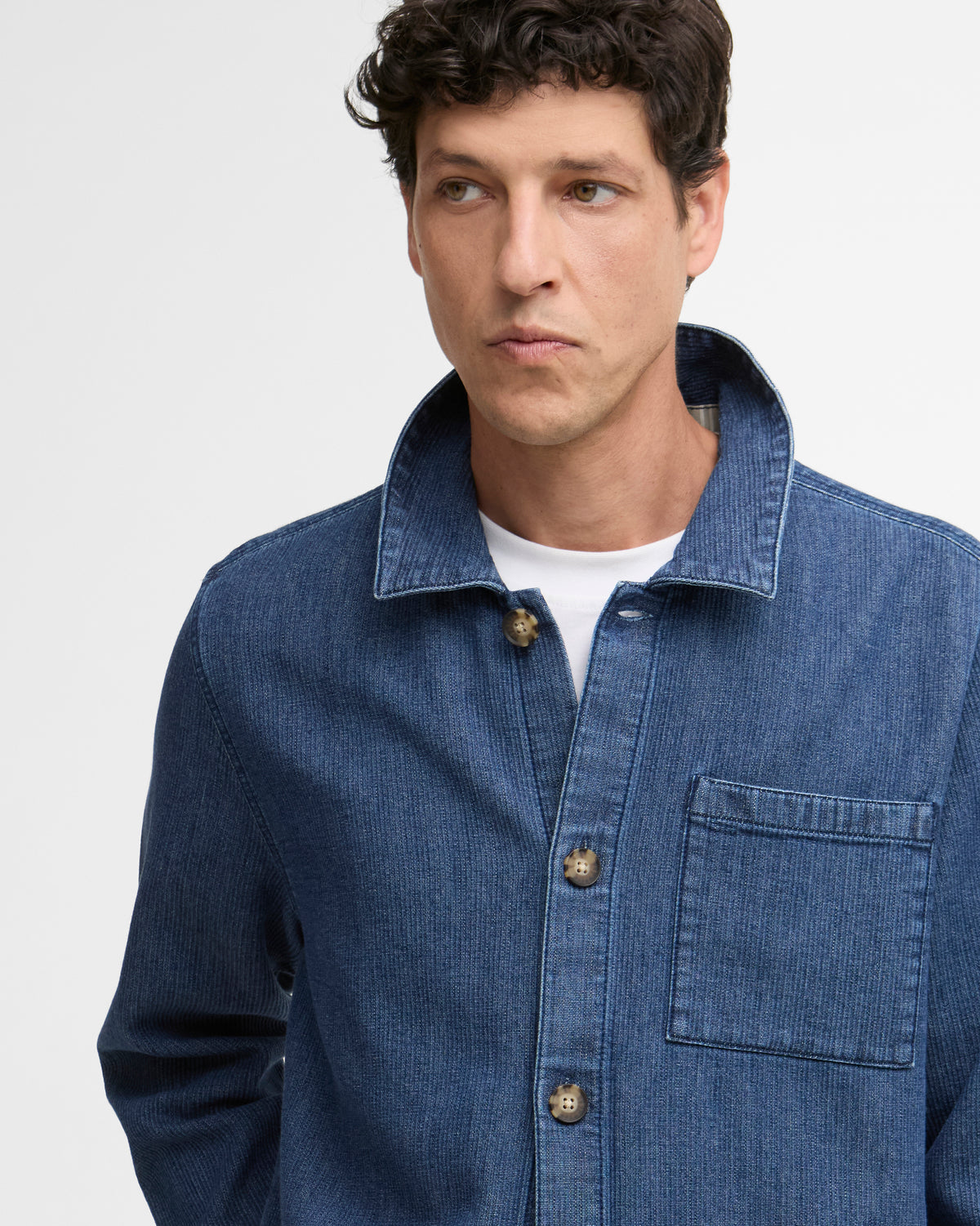 Barbour Aickmen Textured Denim Overshirt - Indigo