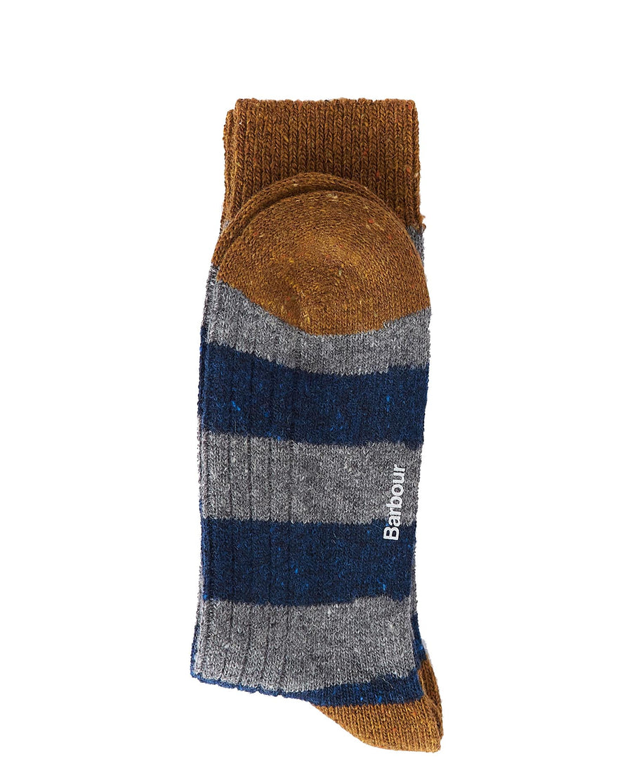 Barbour Houghton Stripe Socks - Navy / Grey / Orange