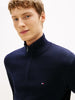 Tommy Hilfiger Essential Cotton Zip Mock - Navy