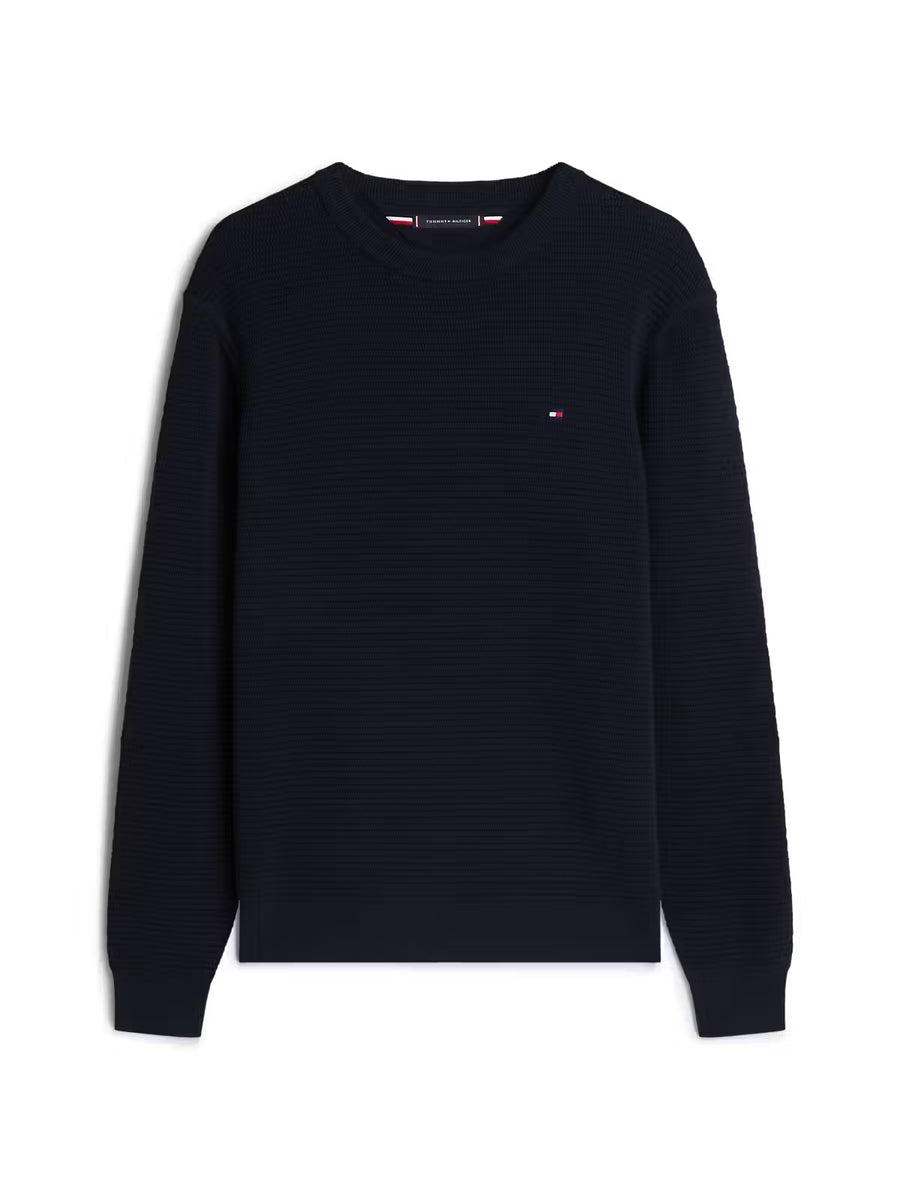 Tommy Hilfiger Seasonal Structure Crew-Neck Jumper – Navy