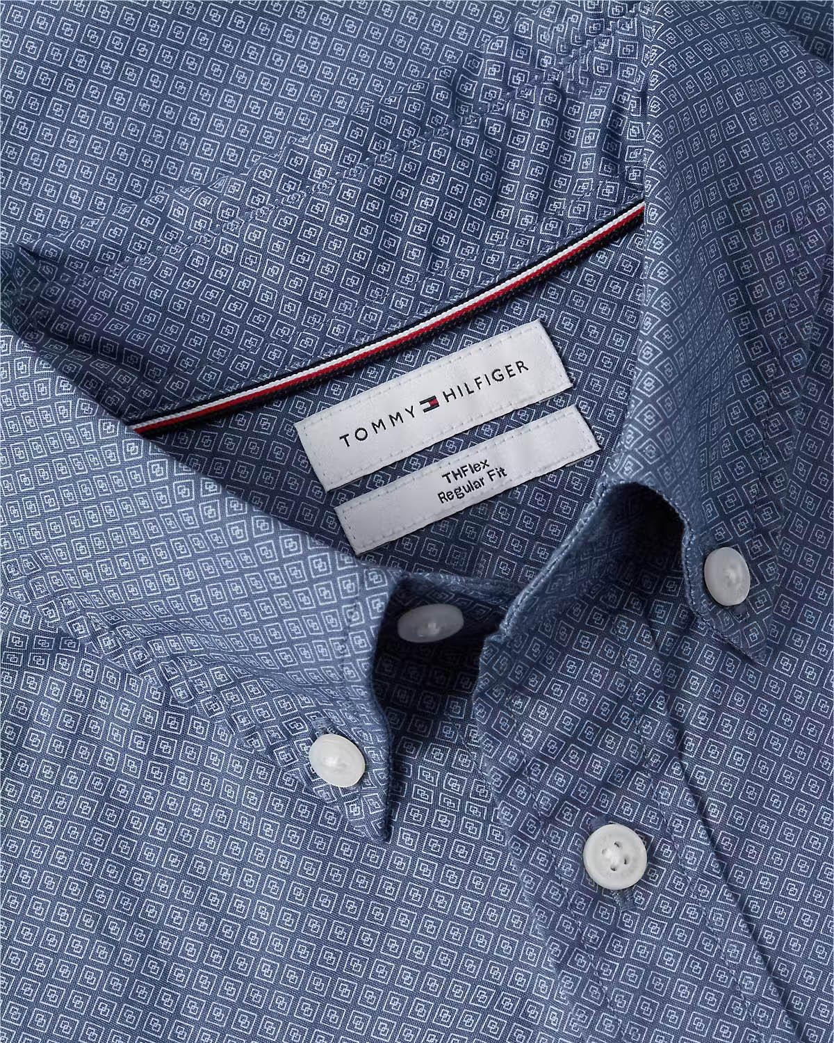 Tommy Hilfiger Flex Poplin Geo Print RF Shirt - Blue