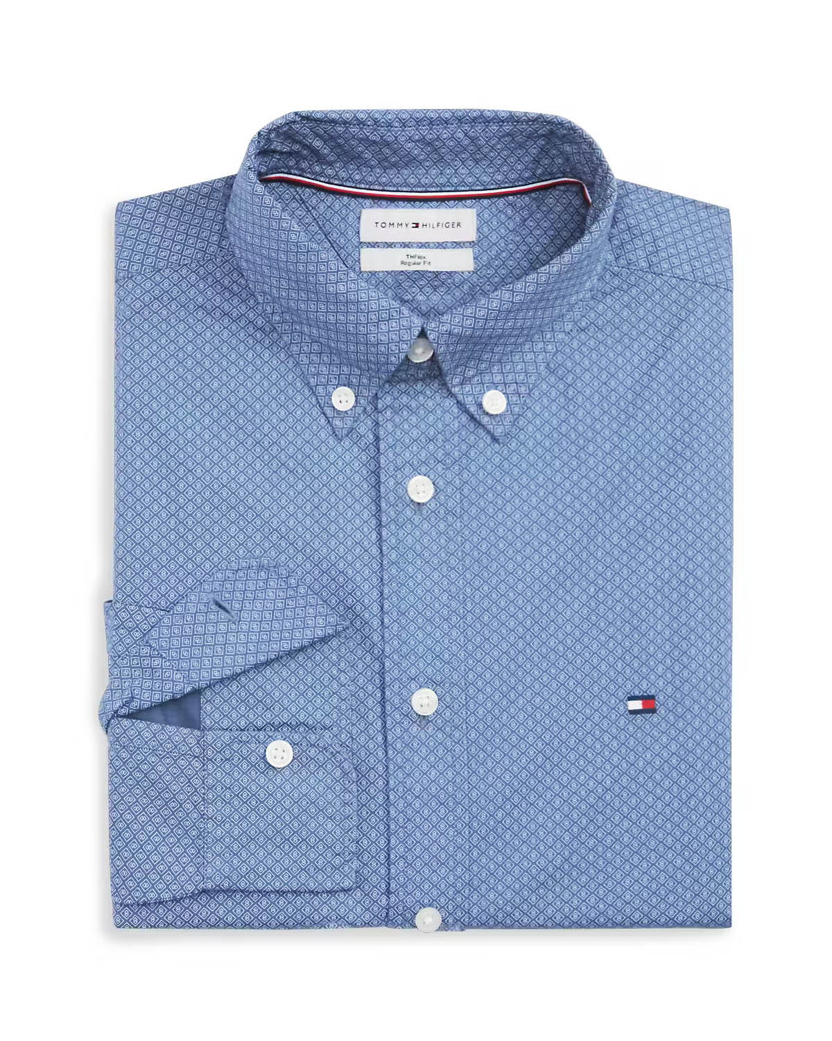 Tommy Hilfiger Flex Poplin Geo Print RF Shirt - Blue