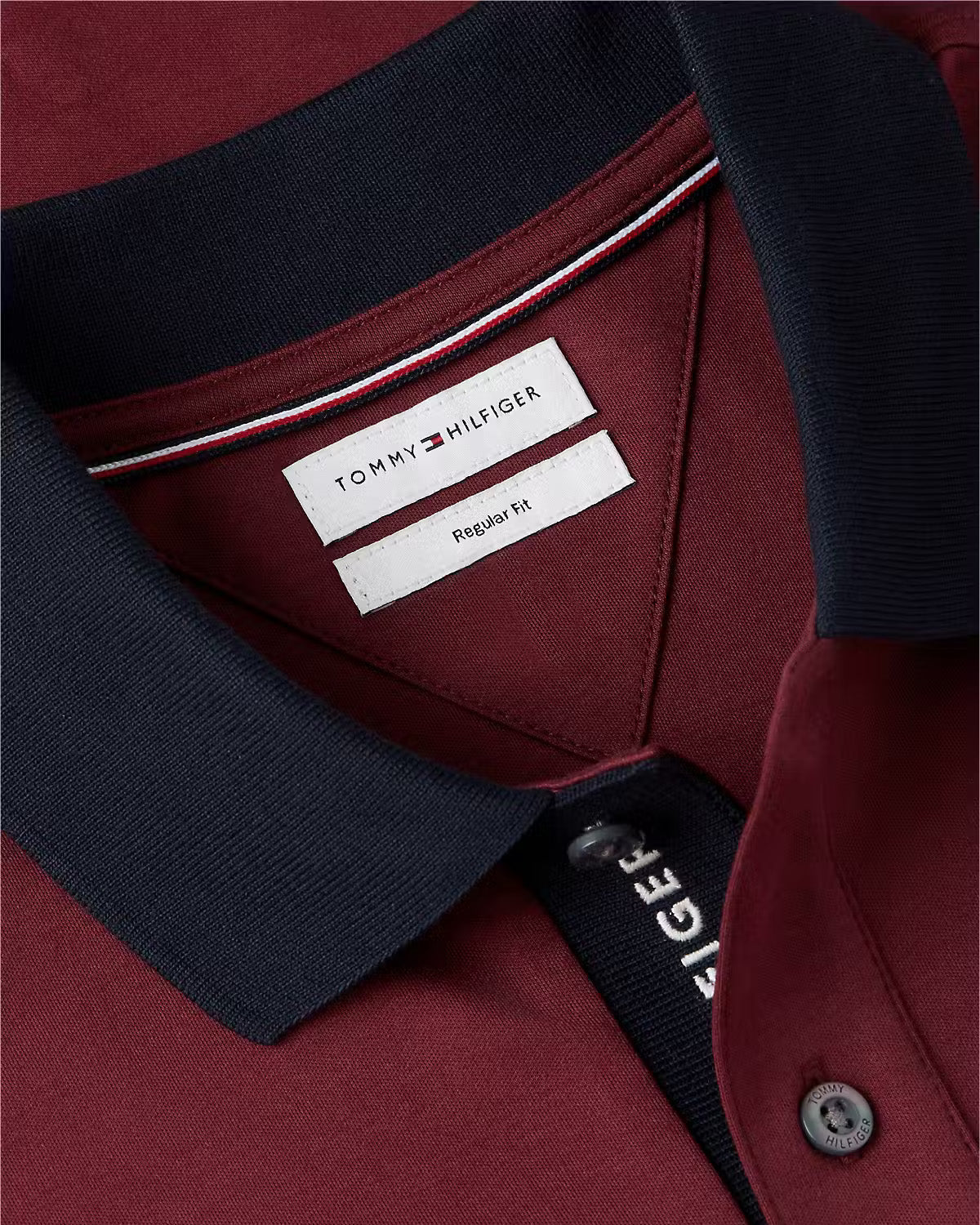 Tommy Hilfiger Interlock Placket Detail Regular Polo - Burgundy