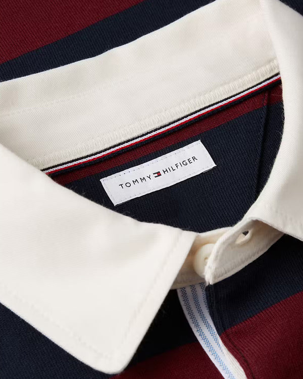 Tommy Hilfiger Essential Stripe Rugby - Burgundy