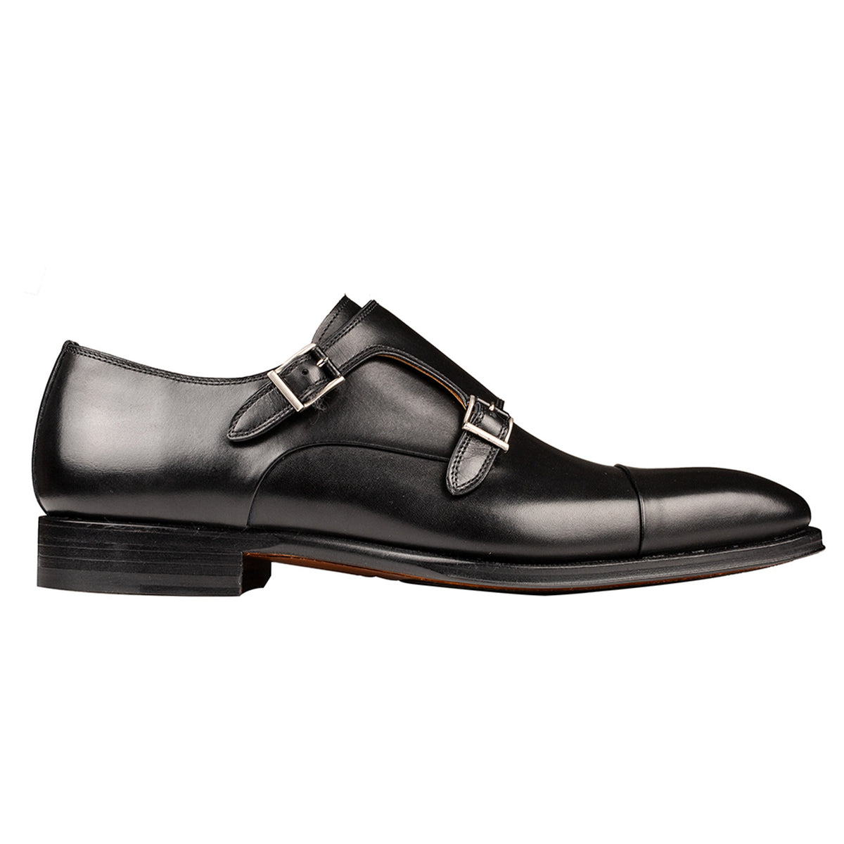 Magnanni Garrett Monk Strap Leather Shoe - Black
