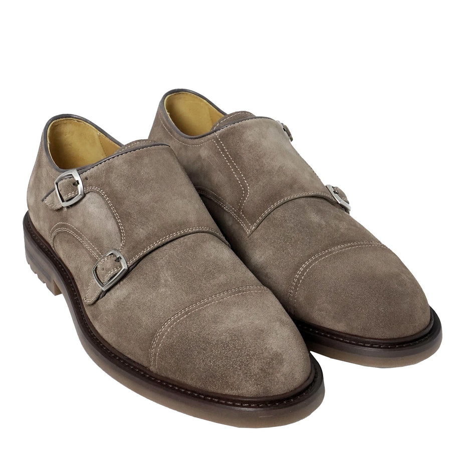 Magnanni Double Monk Strap Suede Shoe - Grey