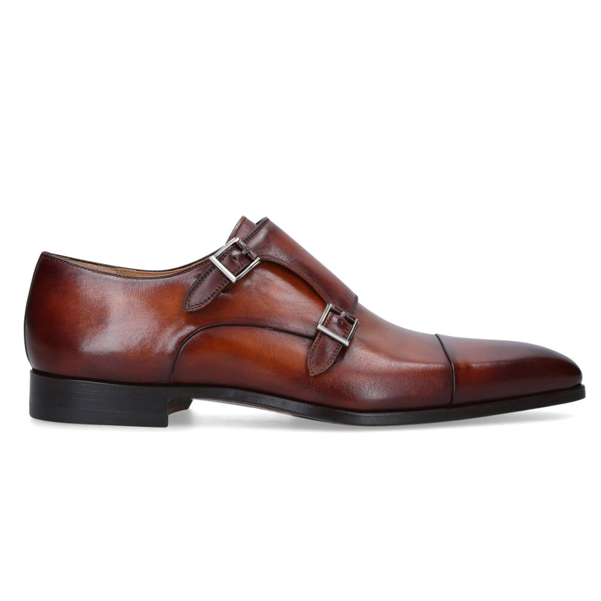 Magnanni Garrett Monk Strap Leather Shoe - Cognac