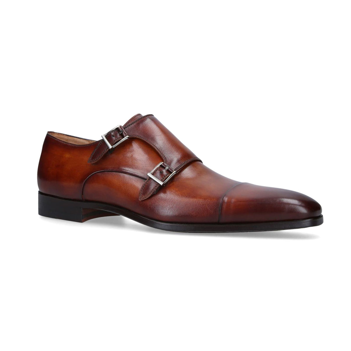 Magnanni Garrett Monk Strap Leather Shoe - Cognac