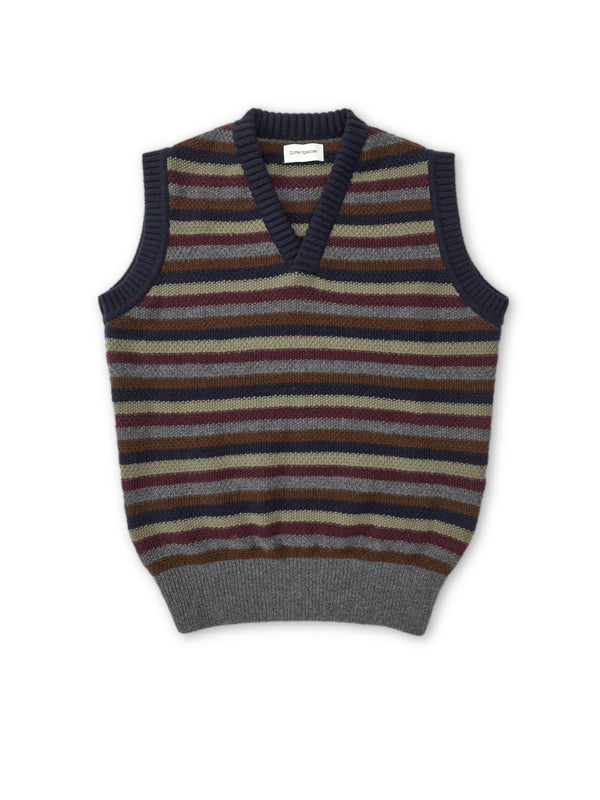 Oliver Spencer Graves V Neck Vest Bryant - Navy Multi