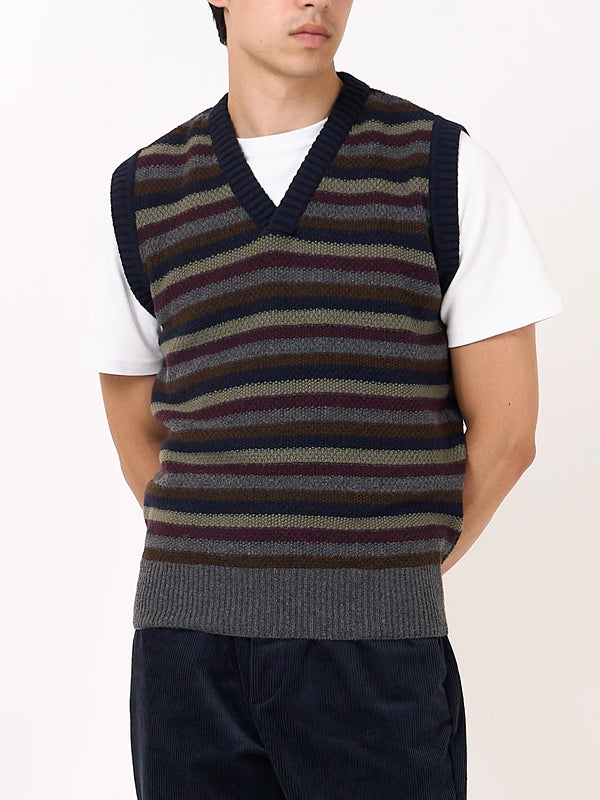 Oliver Spencer Graves V Neck Vest Bryant - Navy Multi